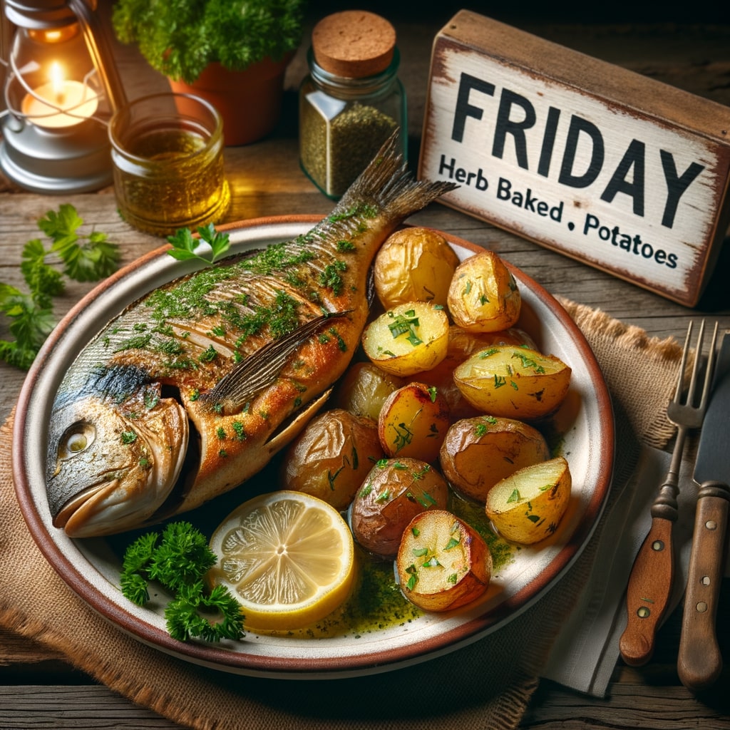 Friday: Herb Baked Fish and Potatoes